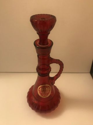 Vintage Ruby Red Jim Beam Genie Bottle Glass Decanter 4