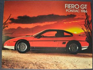 1986 Pontiac Fiero Gt Sales Brochure Folder 86 Canadian
