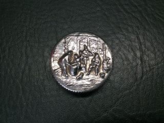 Antique Silver Repousse Snuff Pill Box Marked Made In Denmark Hans Jensen