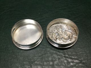 Antique Silver Repousse Snuff Pill Box Marked Made in Denmark Hans Jensen 4