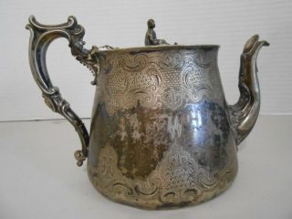 Elkington & Co Victorian Silver Plated Tea Pot With Oriental Finial - C 1897