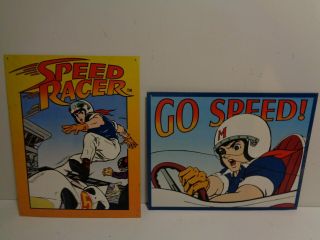 2 Collectible Go Speed Racer Vintage Metal Wall Signs / Art Quick Ship