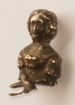 VERY RARE ANTIQUE SILVER DOLLS HEAD PIN CUSHION LADY WITH FAN STUNNING QUALITY 2