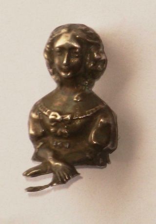 VERY RARE ANTIQUE SILVER DOLLS HEAD PIN CUSHION LADY WITH FAN STUNNING QUALITY 3