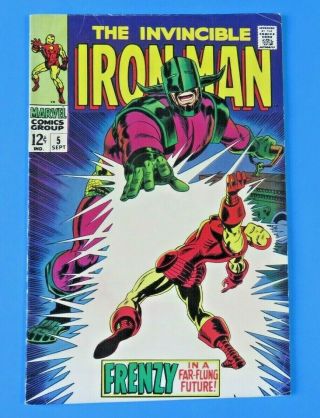 Invincible Iron Man 5 Stan Lee 1968 Marvel Comic Book Fn,  /vf -