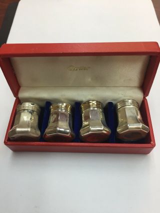 Vintage Cartier Sterling Silver Salt & Pepper Shakers Set Of 4