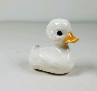 Vintage Miniature Baby Duck Duckling - Mini Ceramic Bird Figurine Tiny Small