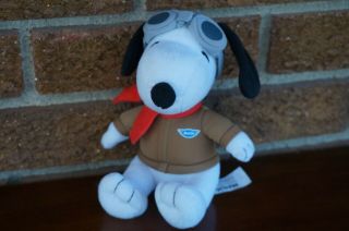 Plush Metlife Peanuts Snoopy Flying Ace Pilot Red Baron Small Stuffed Animal Toy