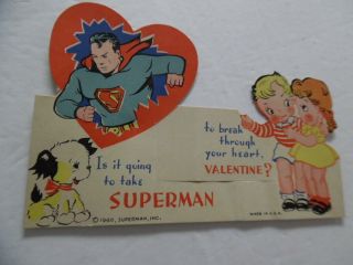 1940 Superman Comic Book Hero Valentine Card Vintage