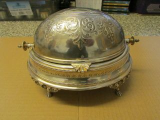 A Quality Victorian - Silver Plated - Roll Top Butter / Caviar Dish - Hoof Feet