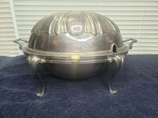 Edwardian Art Nouveau Silver Plate Dome Top Food Warmer