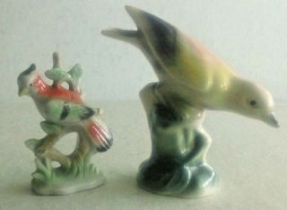 Two Vintage Mid - Century Ceramic And Porcelain Bird Figurines,  Made In Japan