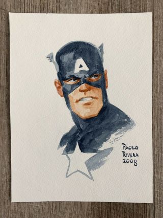 Paolo Rivera Captain America Watercolor Art