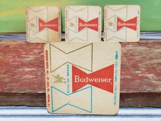 (5) Vintage Budweiser Beer Coasters 1950s 1960s Mid - Century King Tampa Florida