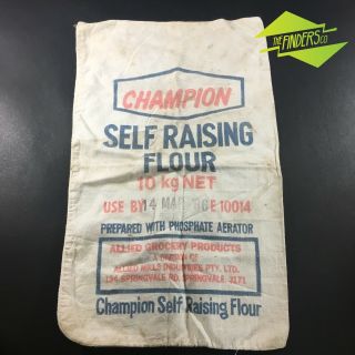 Vintage 1986 Champion Flour Springvale Victoria Linen Bag Advertising Cushion