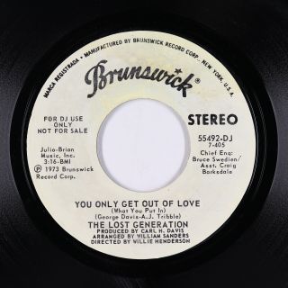 70s Soul Funk 45 - Lost Generation - You Only Get Out Of Love - Brunswick - Vg,