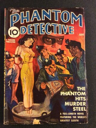 Phantom Detective Pulp June 1940 Bondage Cover Vintage Thrilling Pub