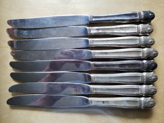8 Antique,  Vintage Collectible Knives 9 ",  Silver Plate,  Hollow Handle
