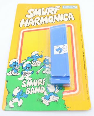 Rare Vintage Retro Smurf Band Harmonica.  Peyo.  Bp Australia.  Toltoys.