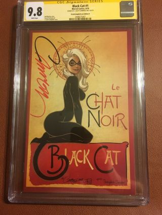 Black Cat 1 Variant Cover D Cgc Ss 9.  8 Signed By Campbell W/coa La Chat Noir