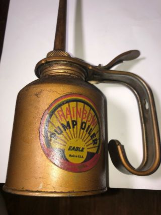Vintage Brass Eagle Rainbow Hydraulic Pump Oiler 352 - E 10.  25 
