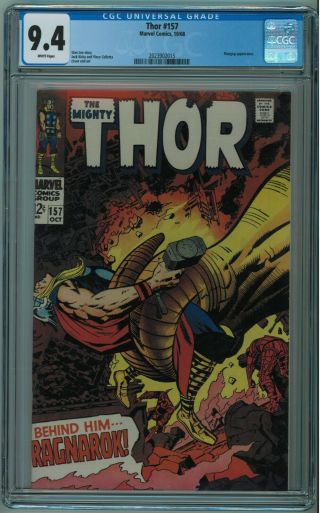 Thor 157 Cgc 9.  4 Great Colors White Pages 1968