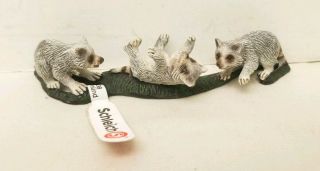 (retired) 2009 Schleich 1 " H X 4 " L " Baby Raccoon Kits " Figurine (item D - 73508)