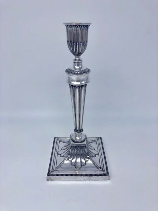 Tall King George Antique Rococo Silver Plate Georgian Fluted Beaded Candlestick 3