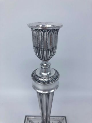 Tall King George Antique Rococo Silver Plate Georgian Fluted Beaded Candlestick 4