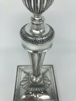 Tall King George Antique Rococo Silver Plate Georgian Fluted Beaded Candlestick 5