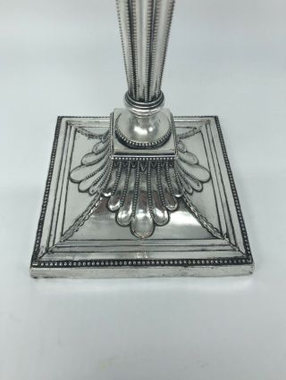 Tall King George Antique Rococo Silver Plate Georgian Fluted Beaded Candlestick 6