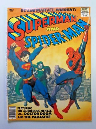 Vintage Large Comic Book Dc And Marvel Present Superman And Spider - Man 1981