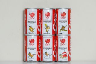 1988 Coca Cola 6 Cans Set From Spain,  Seoul 1988 Olympics
