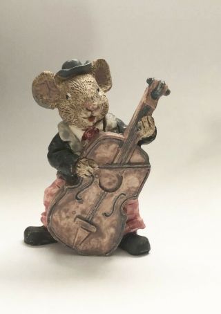 Mouse Figurine Playing The Base Musical Mouse Figure 2.  5”