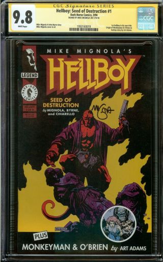 Hellboy Seed Of Destruction 1 Cgc Ss 9.  8 Origin 1st Title Signed Mike Mignola