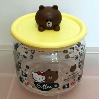 Line Friends Sanrio Characters Brown Hello Kitty Coffee Glass Container Limited