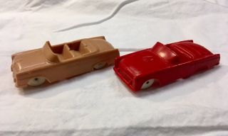2 Vintage F&f Mold & Die Plastic,  Red Thunderbird,  Tan Ford Sunliner Rare