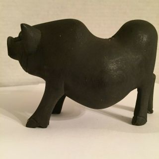 Balsa Wood Hand Carved Black Pig 3