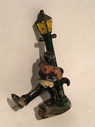Vintage Cast Iron Drunk Man Hanging On Lamp Post Bottle Opener
