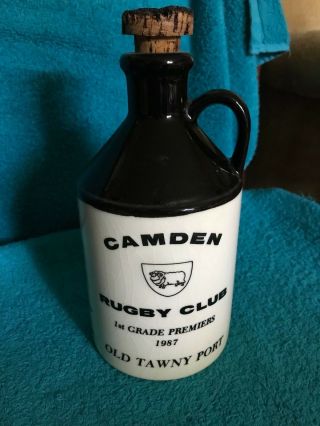 Camden Rugby Club Australia 1987 All Saints Old Tawny Port Stoneware Bottle Jug