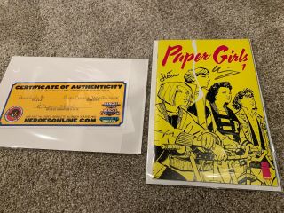 Brian K Vaughan Paper Girls 1 Signed By Cliff Chiang & Jared Fletcher Image