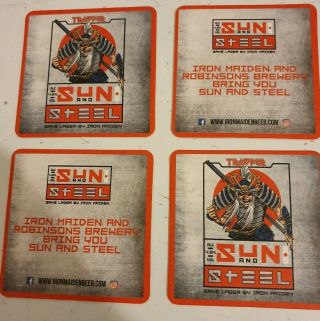 Iron Maiden Trooper Sun & Steel Dripmats X 4 Offical Rare Item