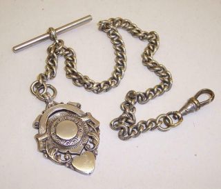 Vintage Albert Pocket Watch Chain Solid Silver Fob - 1947 Raf Singapore Soccer