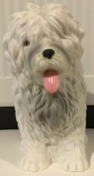 Old English Sheepdog Figurine Hand Painted Weighs About 1lb 8 " Tall