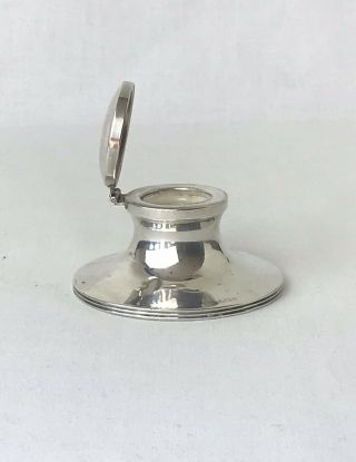 Antique Solid Silver Capstan Inkwell,  Boots Pure Drug Company,  1918,  Birmingham