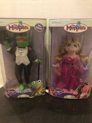 The Muppets Kermit And Miss Piggy Porcelain Dolls 2006 12” Tall