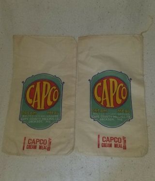 Vintage Capco Corn Meal Bag Sack Pair Jackson Cape Girardeau County Missouri