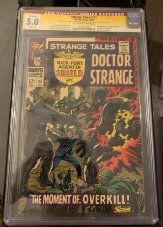 Signed By Stan Lee - Strange Tales 151 Cgc 5.  0 Vg/f - 1st Jim Steranko Marvel