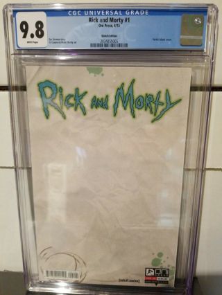 Rick And Morty 1 Partial Blank Cover Sketch Edition Oni Press 4/15 Cgc 9.  8