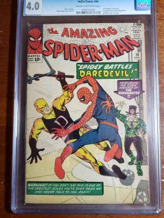 The Spider - Man 16 (Sep 1964,  Marvel Comics) CGC 4.  0 VG |1st Daredevil 4